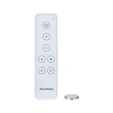 Télécommande blanche Paulmann avec boutons pour contrôle de lumière et pile bouton, accessoire d'éclairage LED
