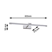 Schmale LED-Wandleuchte aus gebürstetem Aluminium in Silber mit Maßen 615x50x175 mm für moderne Beleuchtung