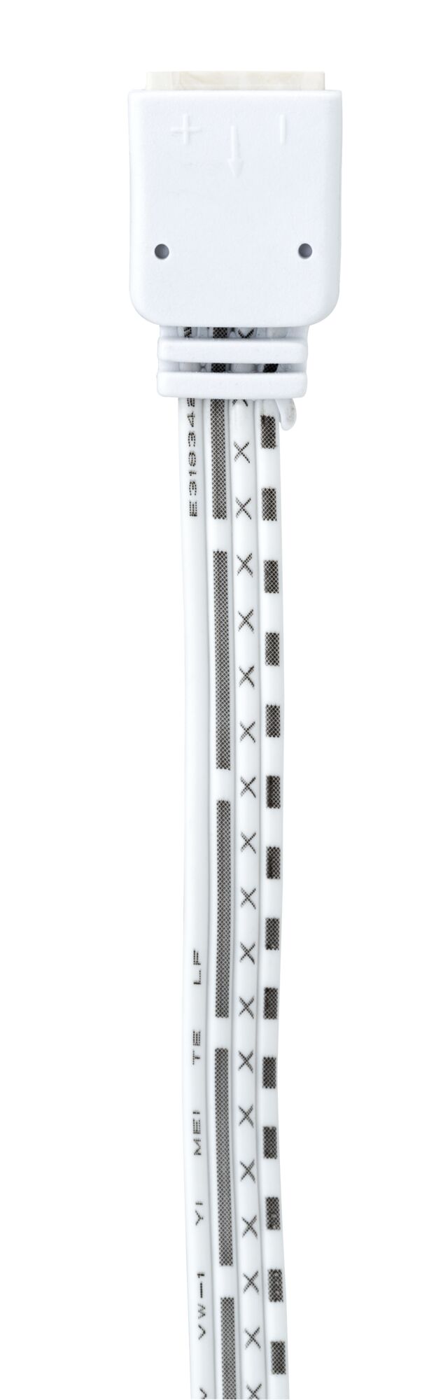 White LED connector cable with marked wires for flexible indoor lighting installations