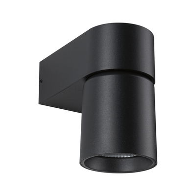 Black aluminum wall light with cylindrical design for modern LED outdoor lighting