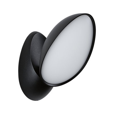 Schwarze LED-Wandleuchte mit ovalem, weißem Diffusor aus Kunststoff für moderne Innenbeleuchtung