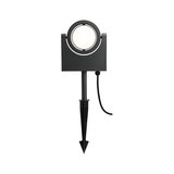 Black LED outdoor spotlight with plastic ground spike for garden lighting and outdoor use