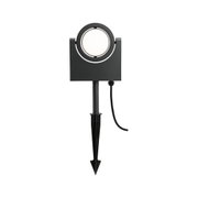 Lanterne extérieure LED noire en métal avec piquet et tête ronde pour éclairage de jardin