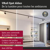 Spot URail Aldan noir LED avec lumière blanche réglable pour éclairage intérieur
