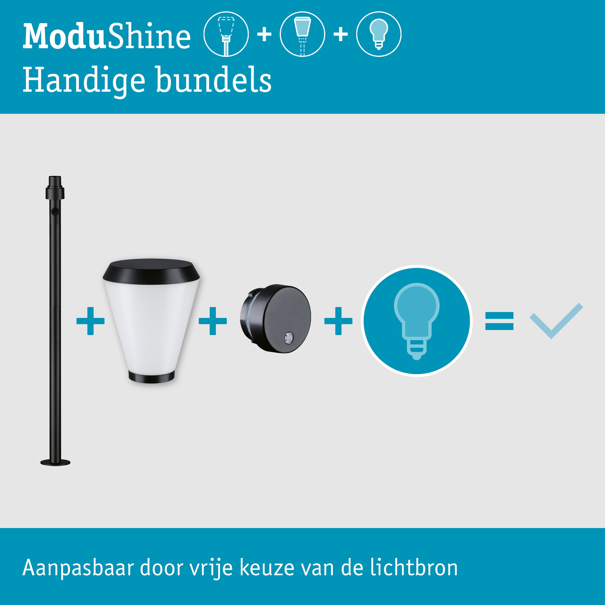 Set ModuShine Paaltje Varino gemiddeld met sensor Antraciet
