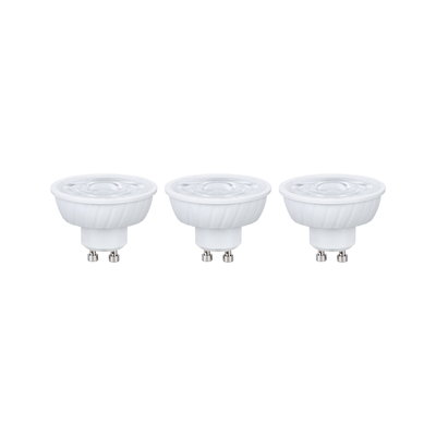 Trois spots LED GU10 blancs avec verre transparent pour un éclairage économique à domicile