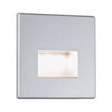 Square LED recessed wall light in silver aluminum with warm white light for indoor use