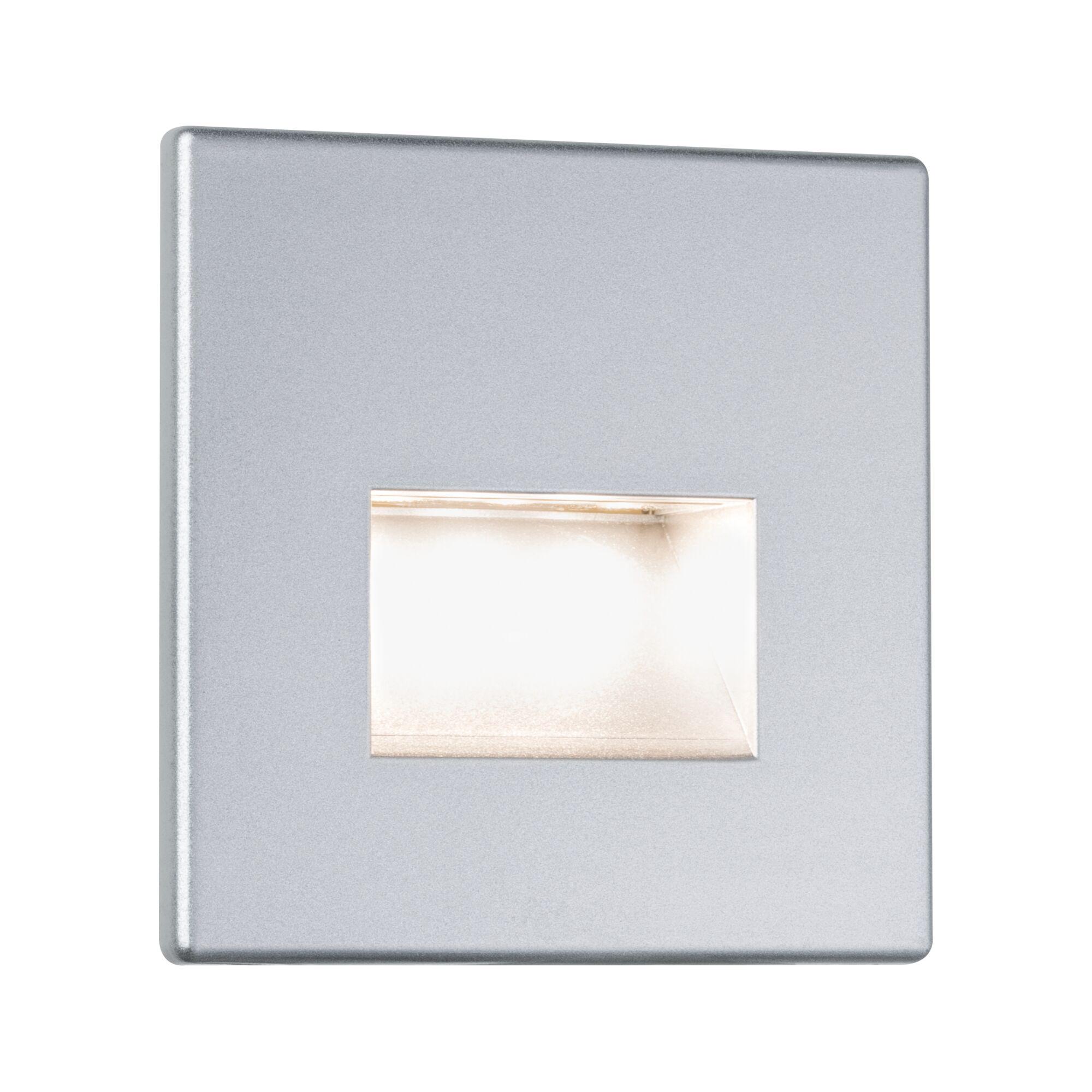 LED Recessed wall light Edge Quadro angular 80x80mm 1,2W 50lm 230V 2700K Chrome matt Square silver aluminium LED wall light with warm white illumination for indoor lighting