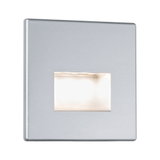 Square silver aluminium LED wall light with warm white illumination for indoor lighting