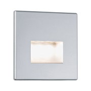 Square silver aluminium LED wall light with warm white illumination for indoor lighting