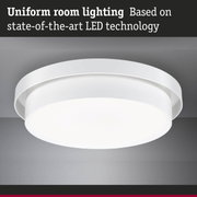 Round white LED ceiling light with modern design for uniform room lighting and energy efficiency
