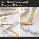 MaxLED 500 Full-Line COB LED-Streifen mit 480 LEDs/m, selbstklebend, alle 5 cm kürzbar, einfach verbindbar