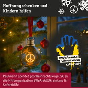 Batterieleuchte Weihnachtskugel Peace Braun, Gold 100mm 2200K