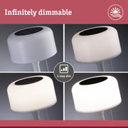 White dimmable LED table lamp with solar panel and 3-step dimming for energy-efficient lighting