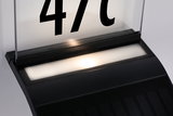 Black LED light panel with frosted diffuser and transparent display showing temperature 47°C