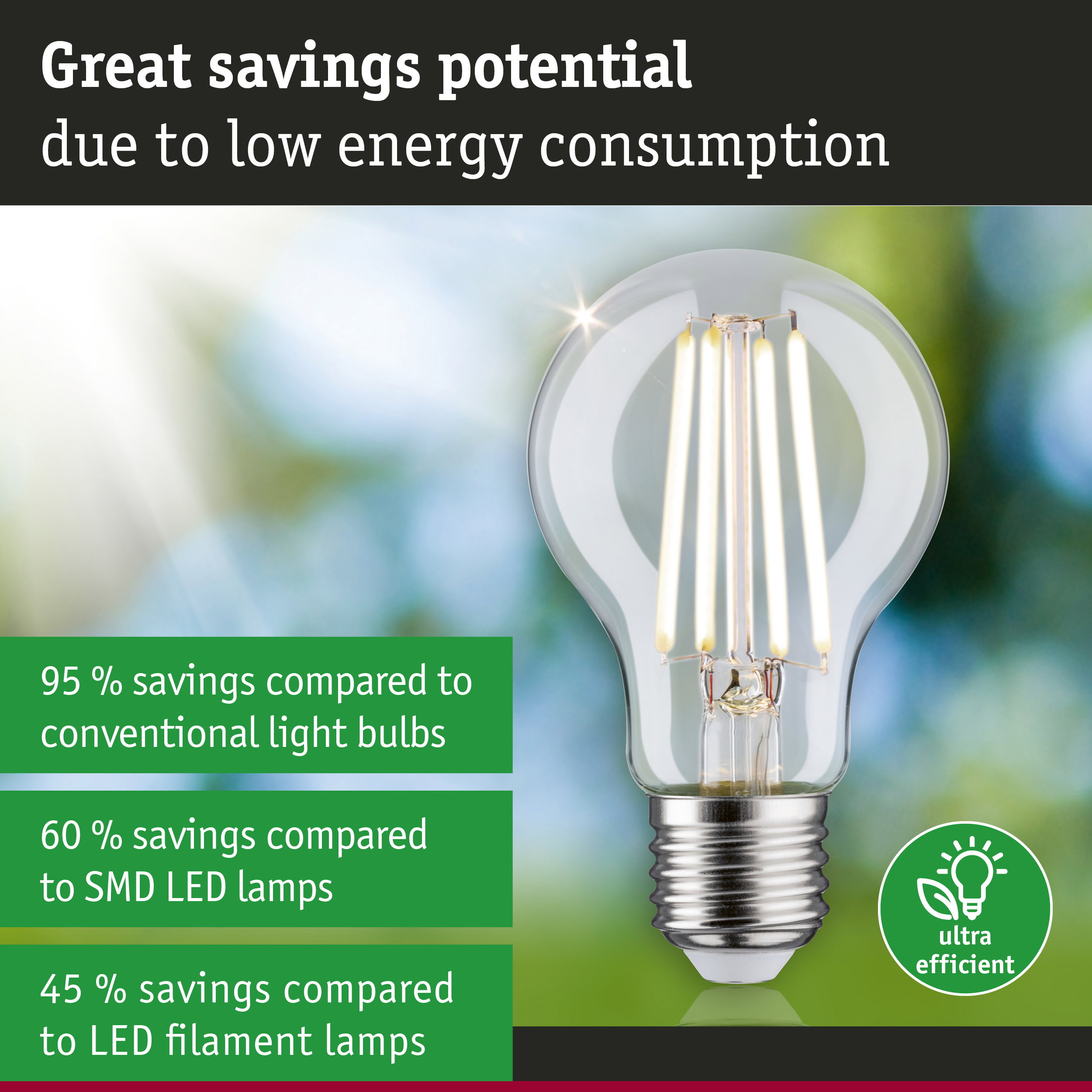 Energy-saving LED light bulb with clear glass and silver base for sustainable lighting solutions