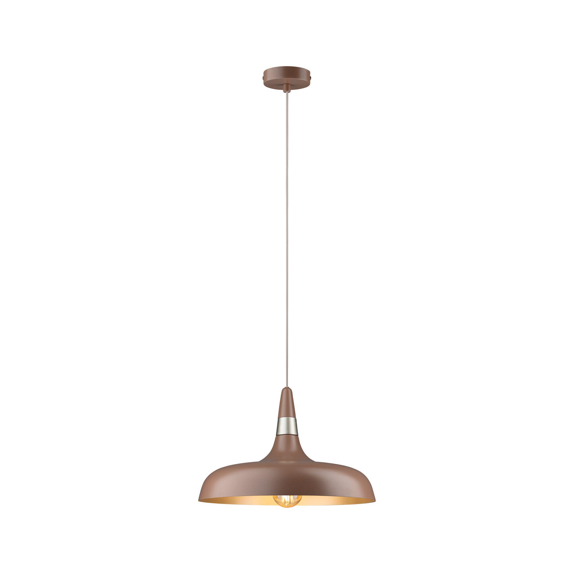 Lampa wisząca z brązowego metalu z ciepłym światłem, doskonała do nowoczesnego oświetlenia wnętrz