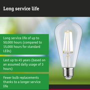 LED filament bulb with 3.5 times longer service life than conventional lamps, energy-saving lighting