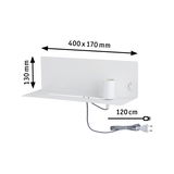 Wit metalen wandlamp paneel met cilindervatting en 120 cm kabel voor moderne LED-verlichting.