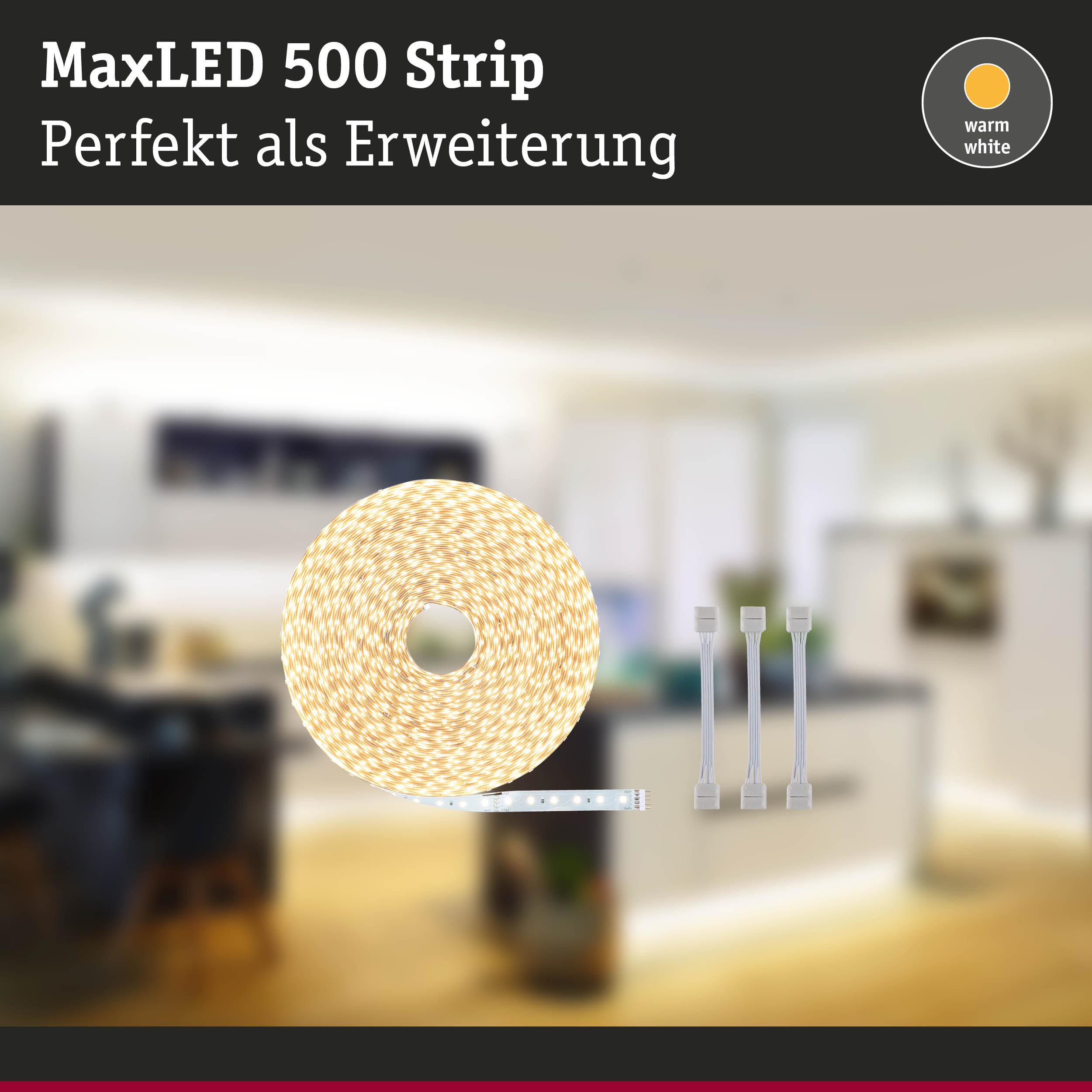 MaxLED 500 Strip warmweißes LED-Lichtband mit Verlängerungskabeln für Wohnraumbeleuchtung