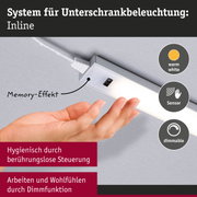Inline Unterbauleuchte in Aluminium mit warmweißem Licht und berührungsloser Sensorsteuerung