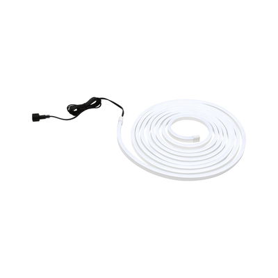 Witte flexibele LED-strip met zwarte aansluitkabel voor moderne verlichtingsoplossingen