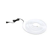 White flexible LED strip light with black cable for modern lighting solutions and decoration