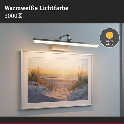 Warmweiße LED-Bildleuchte in Silber aus Metall mit 3000K Lichtfarbe für stimmungsvolle Beleuchtung
