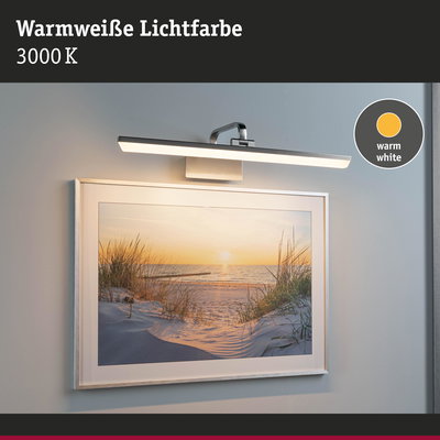 Warmweiße LED-Bildleuchte in Silber aus Metall mit 3000K Lichtfarbe für stimmungsvolle Beleuchtung