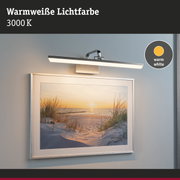 Moderne LED-Bildleuchte aus Metall in Silber mit warmweißer Lichtfarbe 3000K für Wandbilder