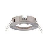 Round recessed spotlight made of brushed aluminum in silver with spring clips for ceiling installation