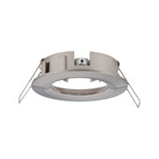 Round recessed frame in matte silver aluminium with spring clips for LED downlights