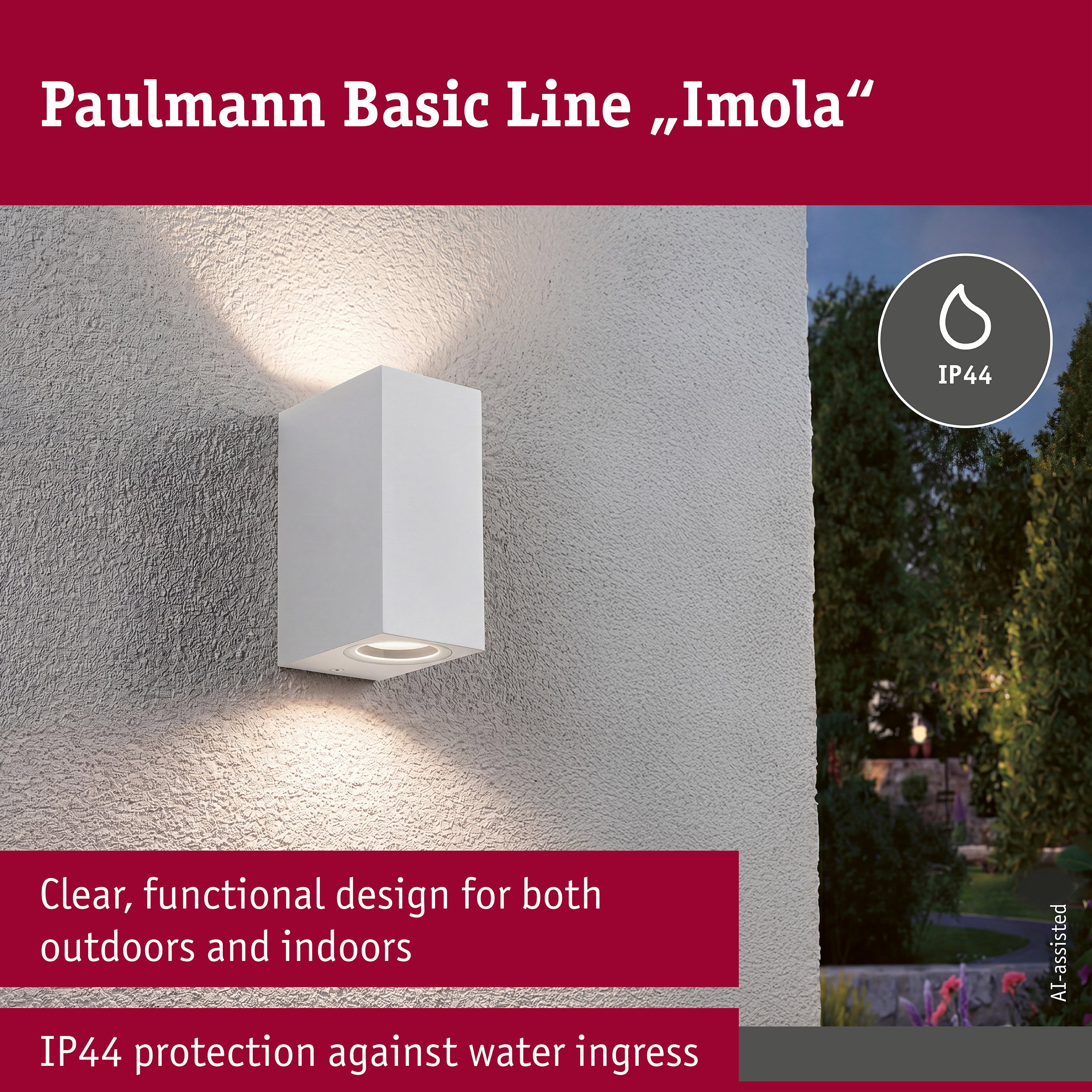 Wall light Imola IP44 GU10 230V max. 2x10W Matt white