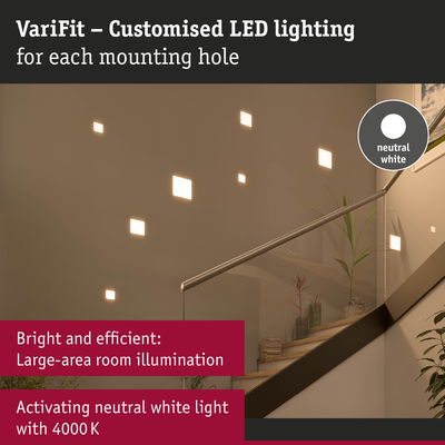 VariFit customised LED wall lights in neutral white for stairwell with bright, efficient 4000K room lighting