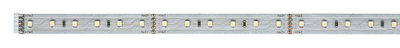 Long LED strip with white LEDs on silver circuit board for versatile lighting applications