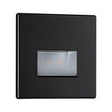 Black metal LED wall light with rectangular light output for modern indoor lighting solutions