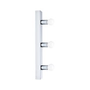 Modern wall light in chrome metal with three white bulbs for stylish home lighting