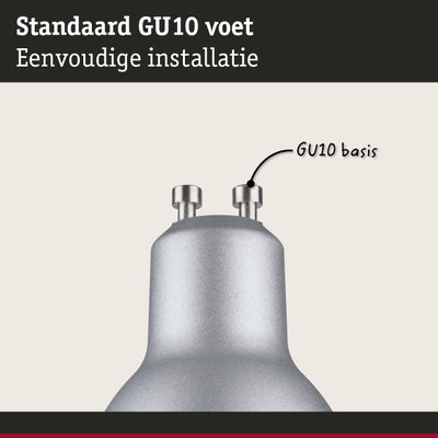 Standaard GU10 lampvoet van zilverkleurig metaal voor eenvoudige installatie van LED-verlichting