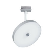 Spot LED de plafond rond en métal argenté avec diffuseur blanc pour éclairage intérieur moderne