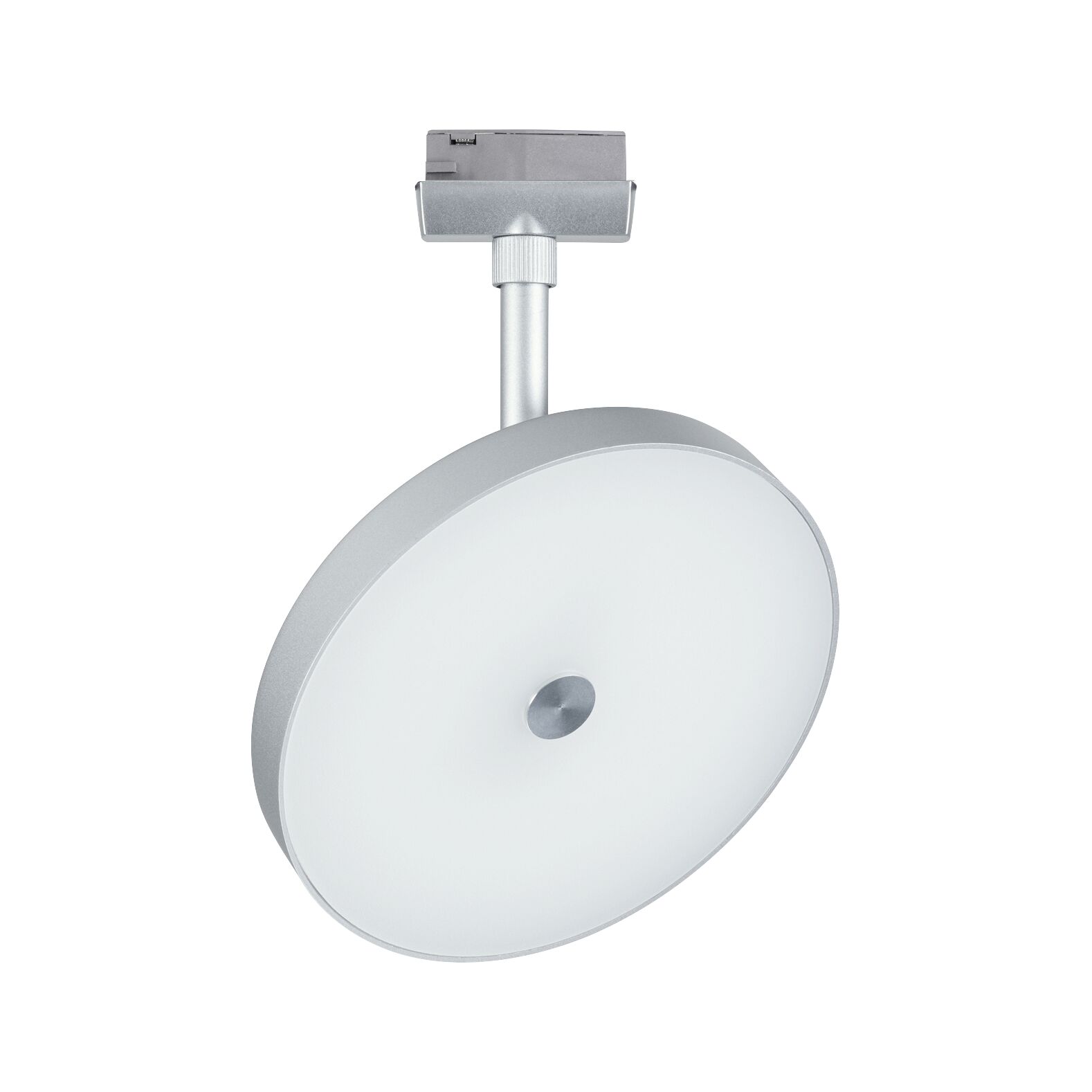 Spot LED de plafond rond en métal argenté avec diffuseur blanc pour éclairage intérieur moderne
