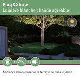 Éclairage extérieur blanc chaud pour terrasse et jardin avec système Plug & Shine pour ambiance chaleureuse