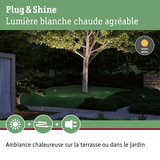 Éclairage extérieur blanc chaud pour terrasse et jardin avec système Plug & Shine pour ambiance chaleureuse