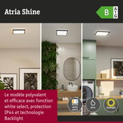 Plafonnier LED Atria Shine avec sélection de blanc, protection IP44 et technologie Backlight