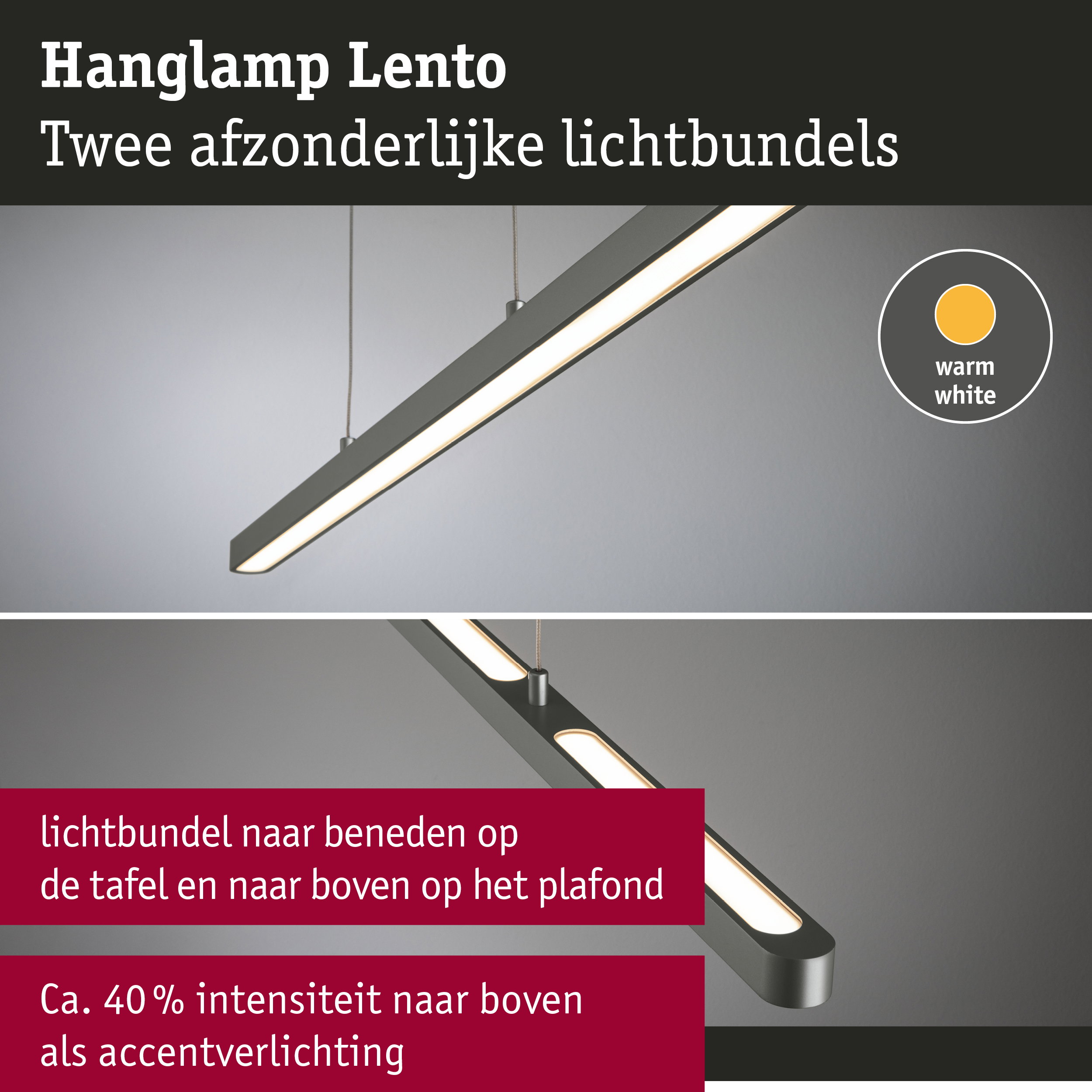 LED-hanglamp Lento 2700K 2200lm 36W Titaanium