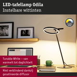 Zwarte LED-tafellamp Odila met instelbare wittinten en matte diffuser voor verblindingsvrij licht