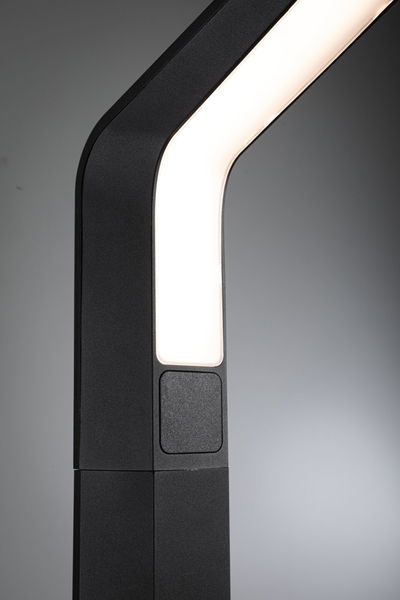 Lampe extérieure LED noire au design incurvé avec interrupteur intégré pour éclairage de jardin moderne