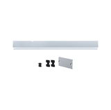 Silver aluminum profile with mounting accessories for LED strip lighting installation