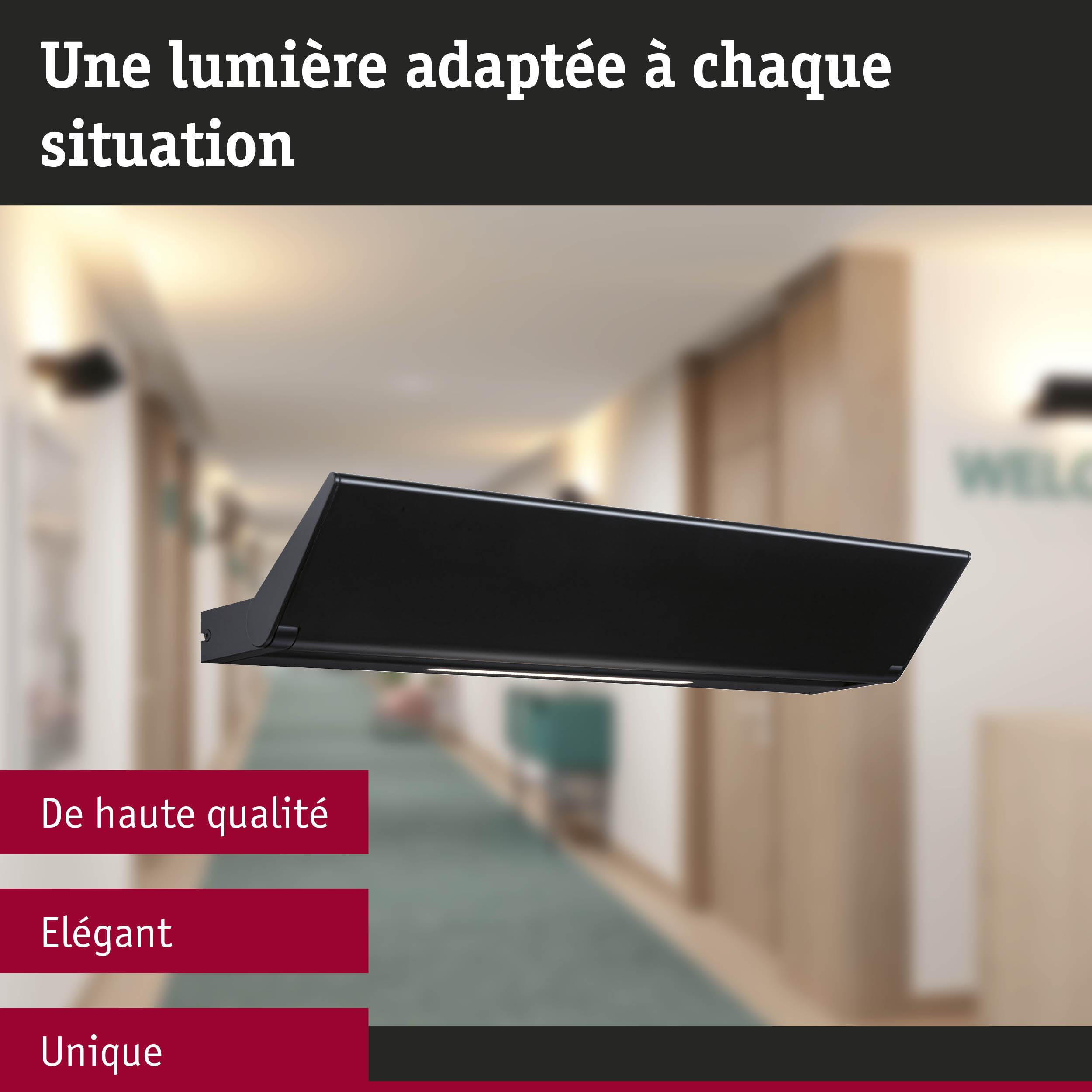 Applique murale LED noire en métal au design moderne pour éclairage intérieur et couloir