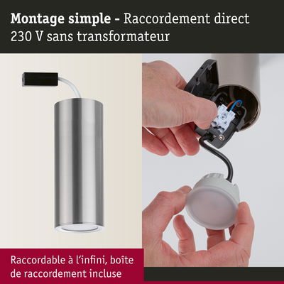 Luminaire de plafond en acier inoxydable avec raccord direct 230 V sans transformateur, montage simple