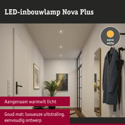 LED-inbouwlamp Nova Plus met warmwit licht en matte gouden rand voor stijlvolle verlichting
